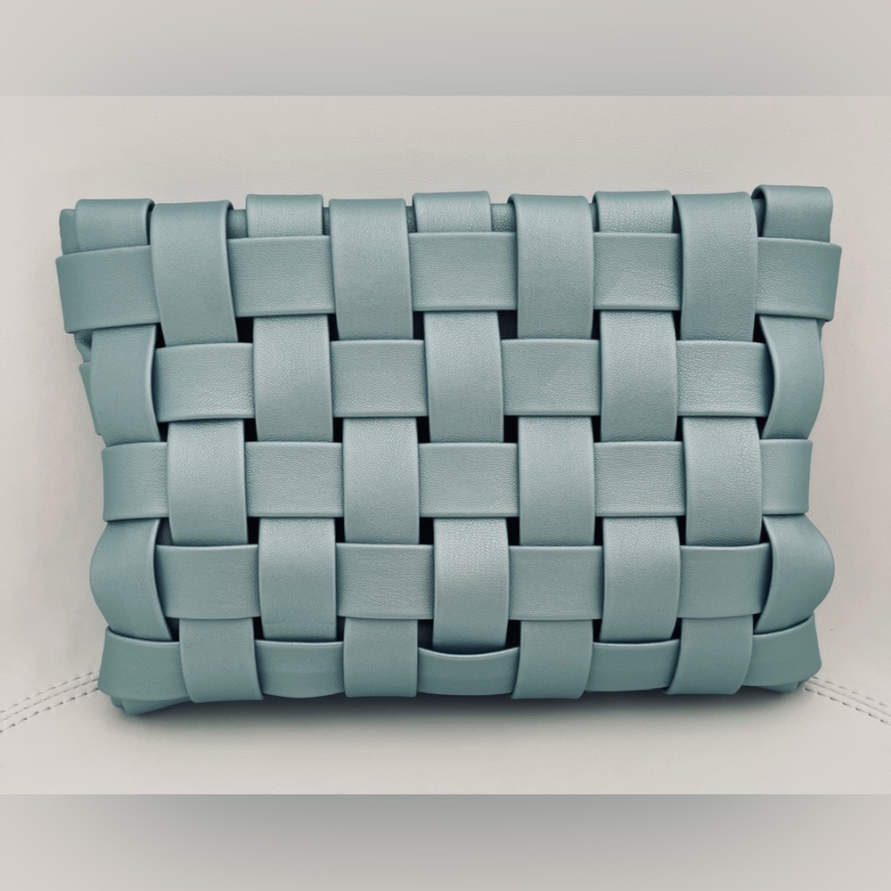 Anthropologie Pearlescent Blue Vegan Leather Clutch